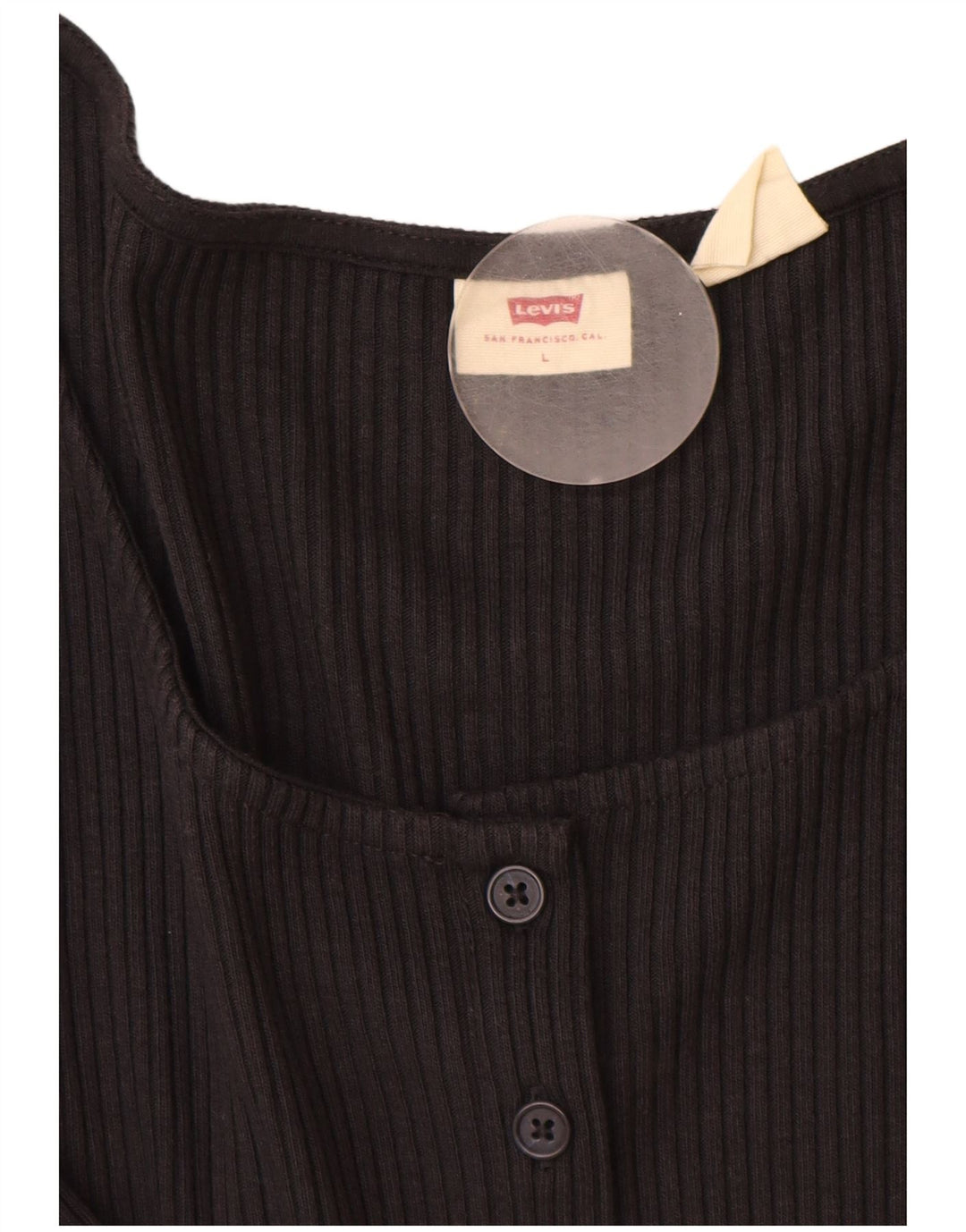 Levi's Womens Crop Short Sleeve Shirt Blouse UK 14 Large Black