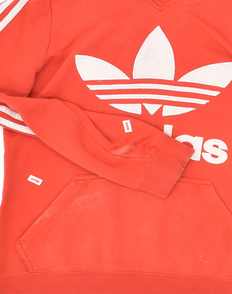 ADIDAS Womens Graphic Hoodie Jumper UK 12 Medium Red Cotton | Vintage Adidas | Thrift | Second-Hand Adidas | Used Clothing | Messina Hembry 