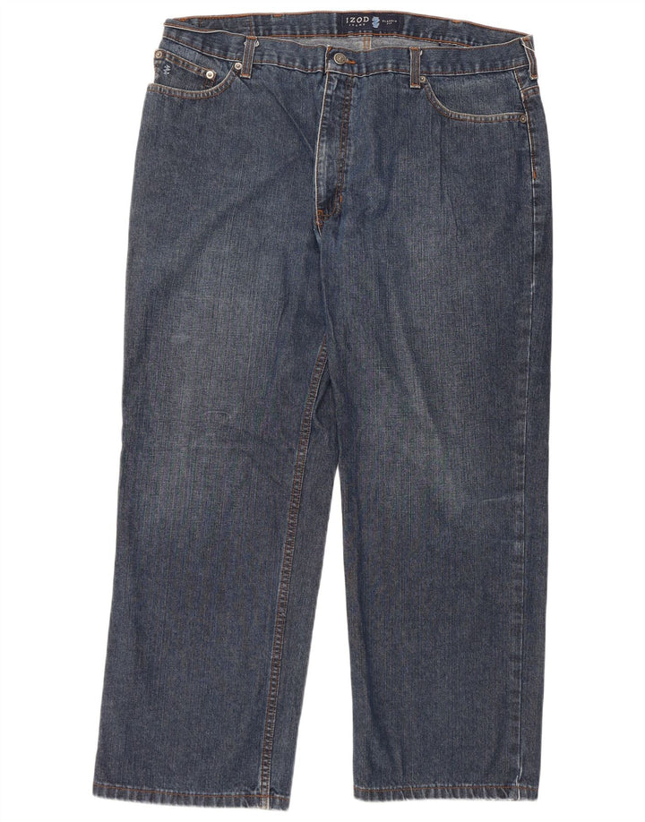 IZOD Mens Classic Fit Straight Jeans W40 L30 Blue Cotton