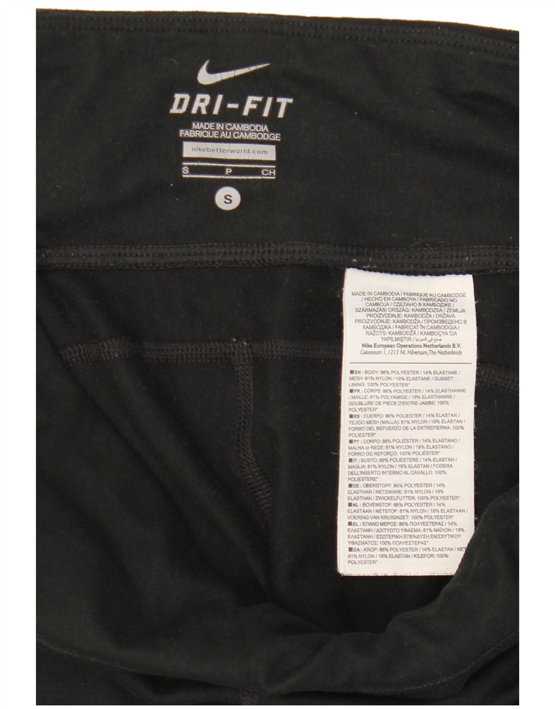 Nike Womens Dri Fit Capri Leggings UK 10 Small Black Polyester