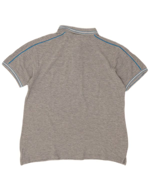 Lotto Mens Polo Shirt Large Grey Striped Cotton