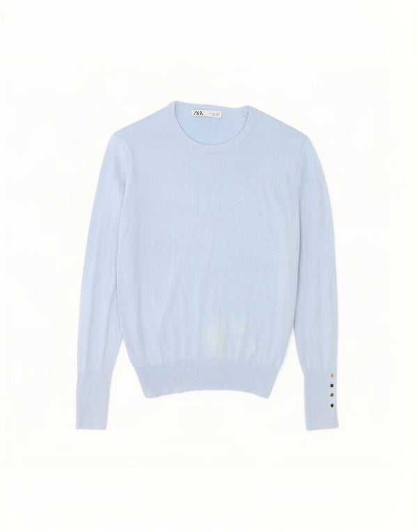 Zara Womens Boat Neck Jumper Sweater UK 16 Large Blue