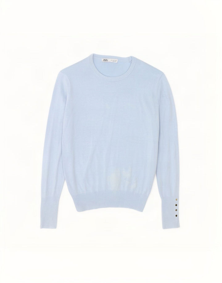 Zara Womens Boat Neck Jumper Sweater UK 16 Large Blue
