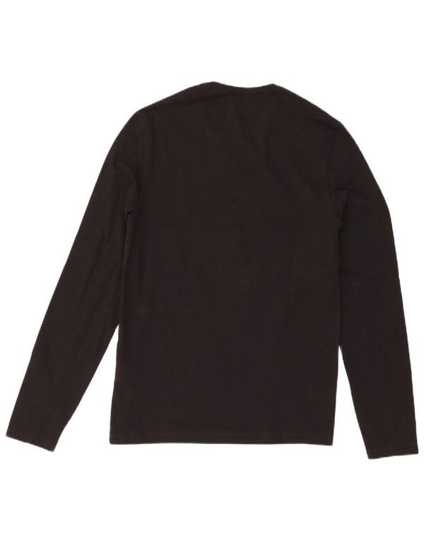 Calvin Klein Womens Graphic Top Long Sleeve UK 14 Large Black Cotton