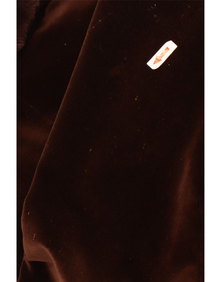 Vintage Womens Velvet Overcoat UK 10 Small Brown