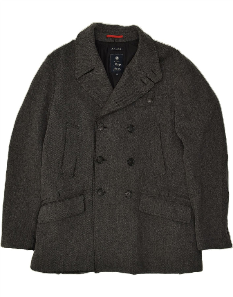 FAY Mens Pea Coat UK 42 XL Grey Vintage Fay and Second-Hand Fay from Messina Hembry 