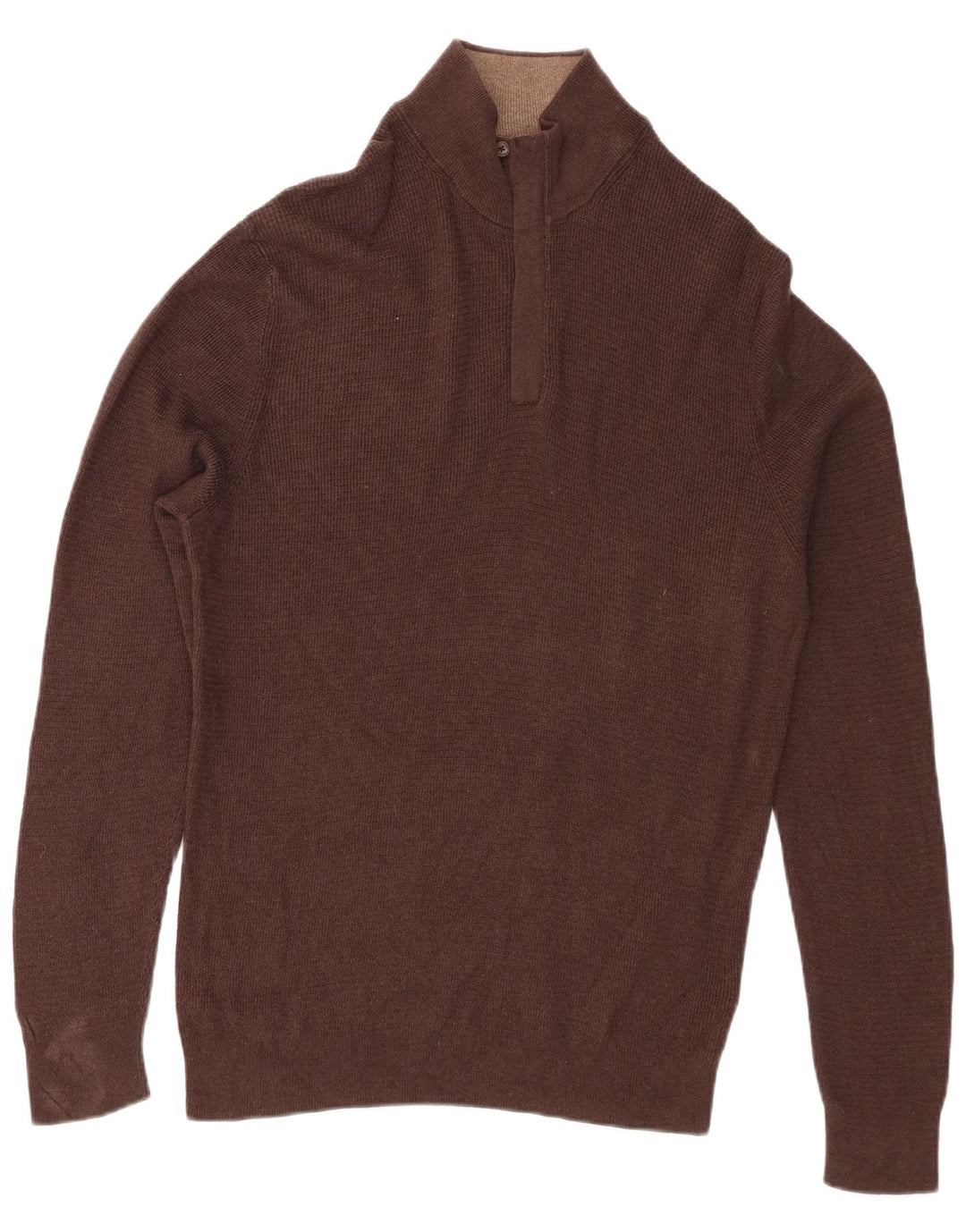 Massimo Dutti Mens Zip Neck Jumper Sweater XL Brown Cotton