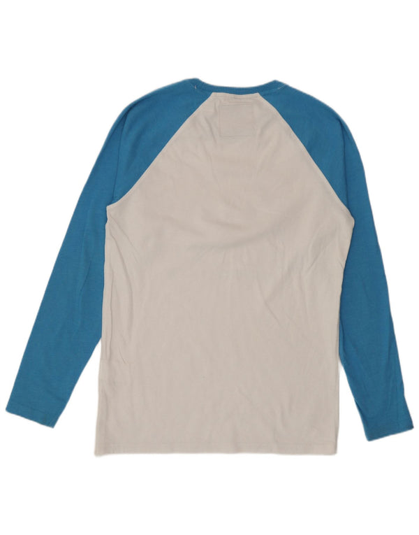Superdry Mens Graphic Top Long Sleeve Small White Colourblock Cotton