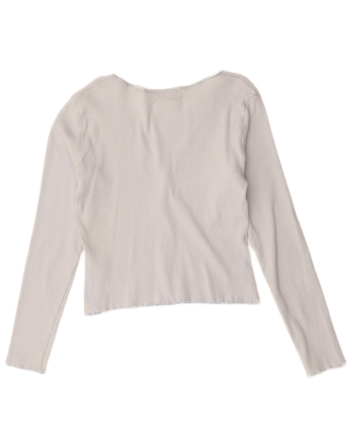 Hobbs Womens Crop Cardigan Top UK 14 Medium Blue Cotton