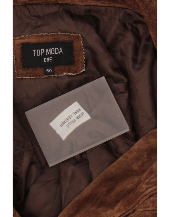 Vintage Mens Suede Jacket Size 60 3XL Brown Leather