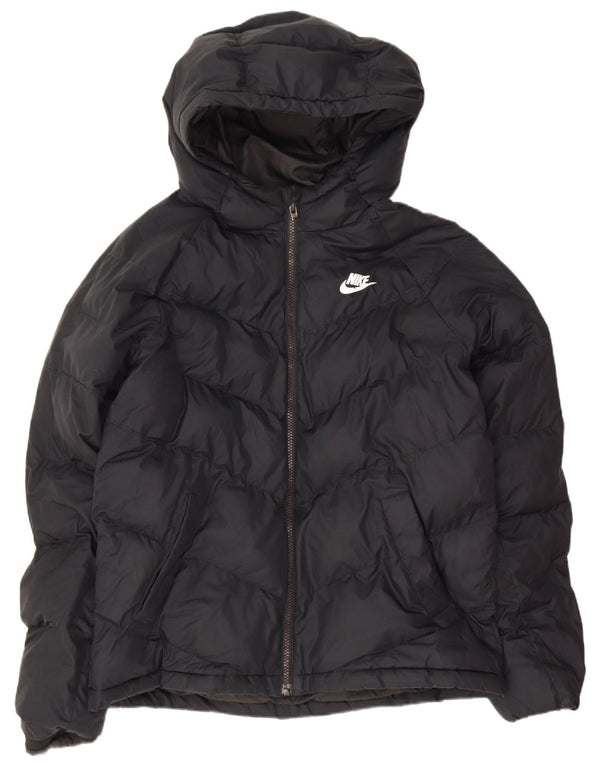 Nike Boys Hooded Padded Jacket 13-14 Years XL Black Polyester