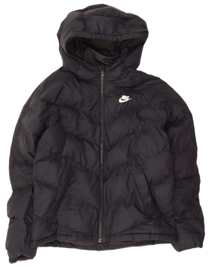 Nike Boys Hooded Padded Jacket 13-14 Years XL Black Polyester