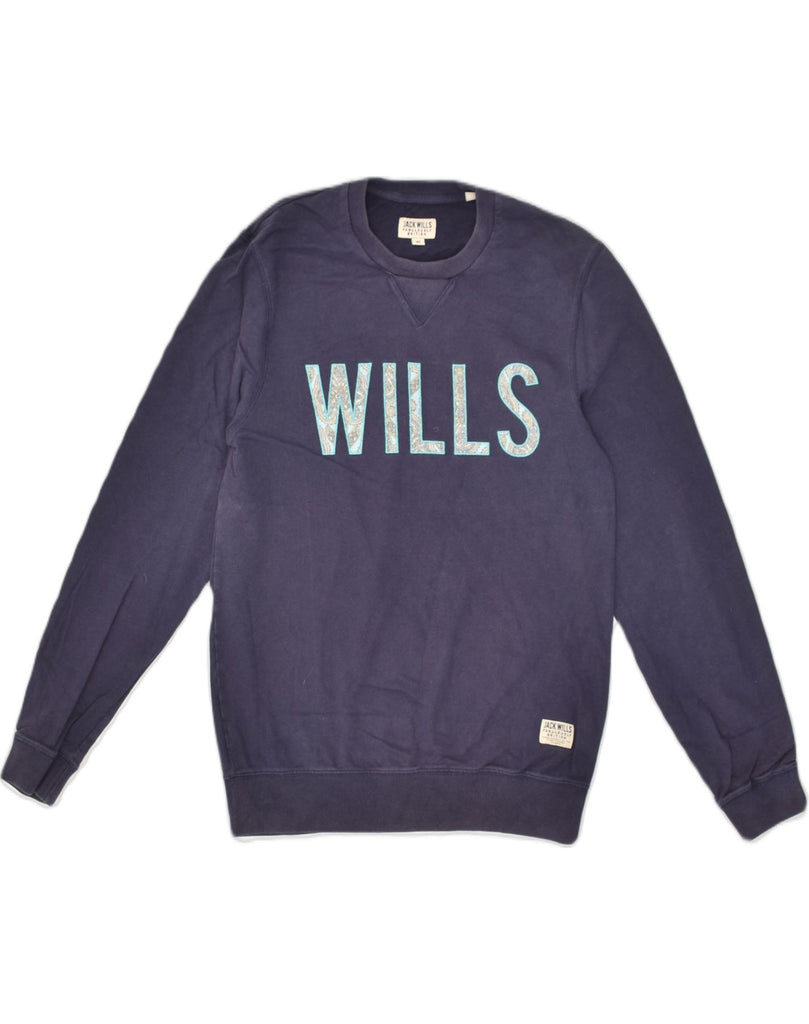 JACK WILLS Mens Graphic Sweatshirt Jumper XS Navy Blue Cotton | Vintage Jack Wills | Thrift | Second-Hand Jack Wills | Used Clothing | Messina Hembry 