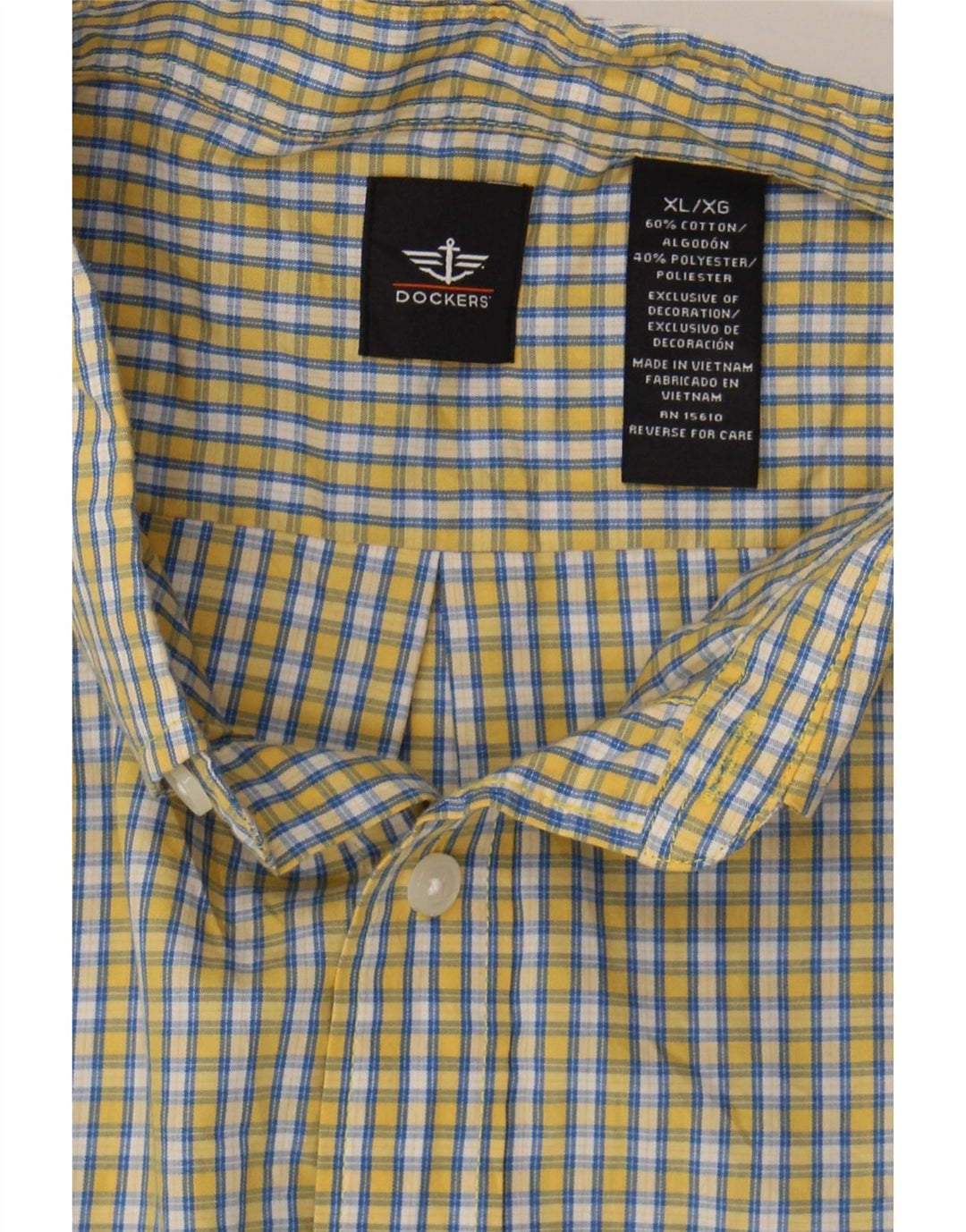 DOCKERS Mens Shirt XL Yellow Check Cotton Vintage Dockers and Second-Hand Dockers from Messina Hembry 