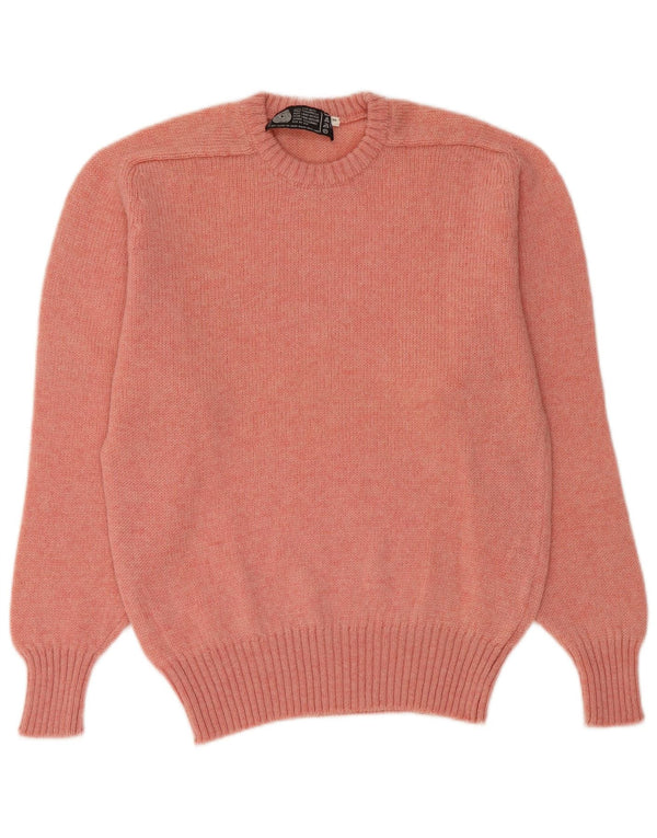 Vintage Womens Crew Neck Jumper Sweater UK 14 Medium Pink New Wool