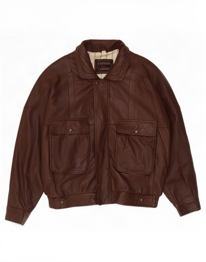 Pointers Mens Leather Jacket UK 40 Large Burgundy