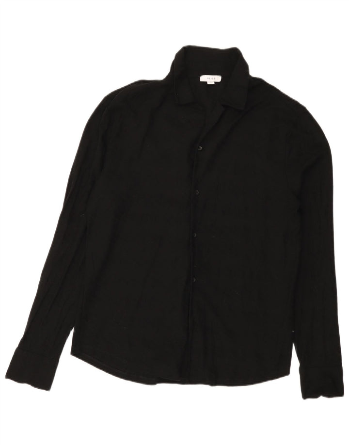 Reiss Mens Shirt Medium Black Geometric Cotton