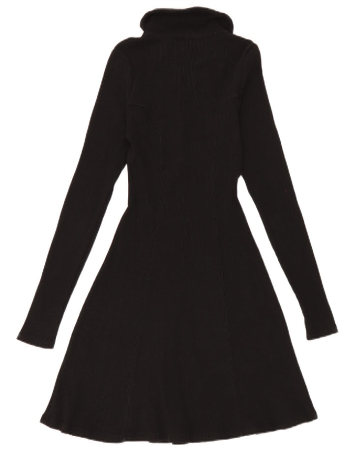 Zara Womens Long Sleeve Polo Dress UK 12 Medium Black