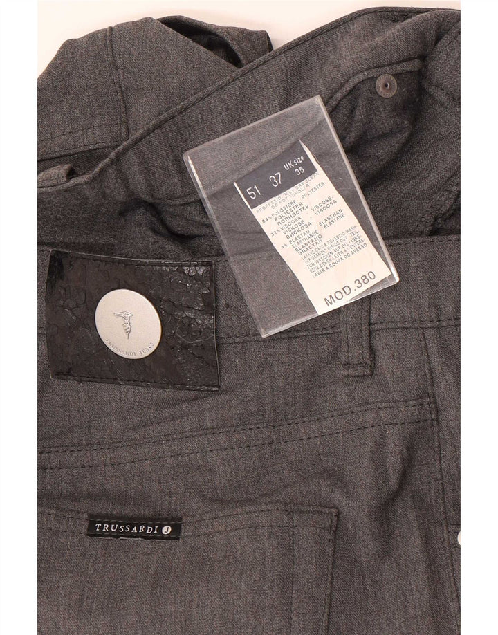 Trussardi Mens Straight Casual Trousers W35 L32 Grey Polyester