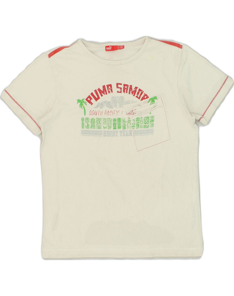 PUMA Boys Graphic T-Shirt Top 11-12 Years White Cotton | Vintage Puma | Thrift | Second-Hand Puma | Used Clothing | Messina Hembry 