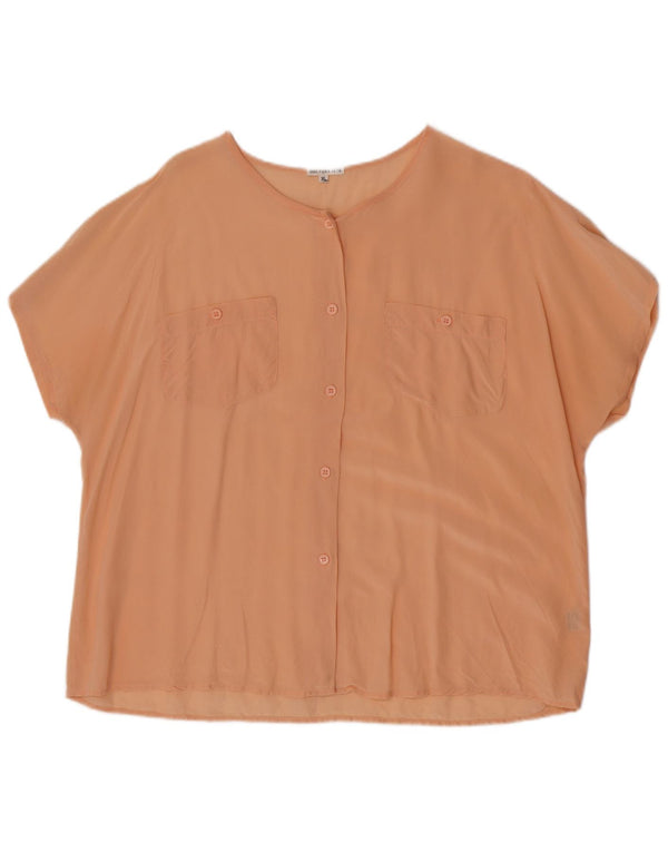 Vintage Womens Short Sleeve Shirt Blouse UK 18 XL Pink Silk