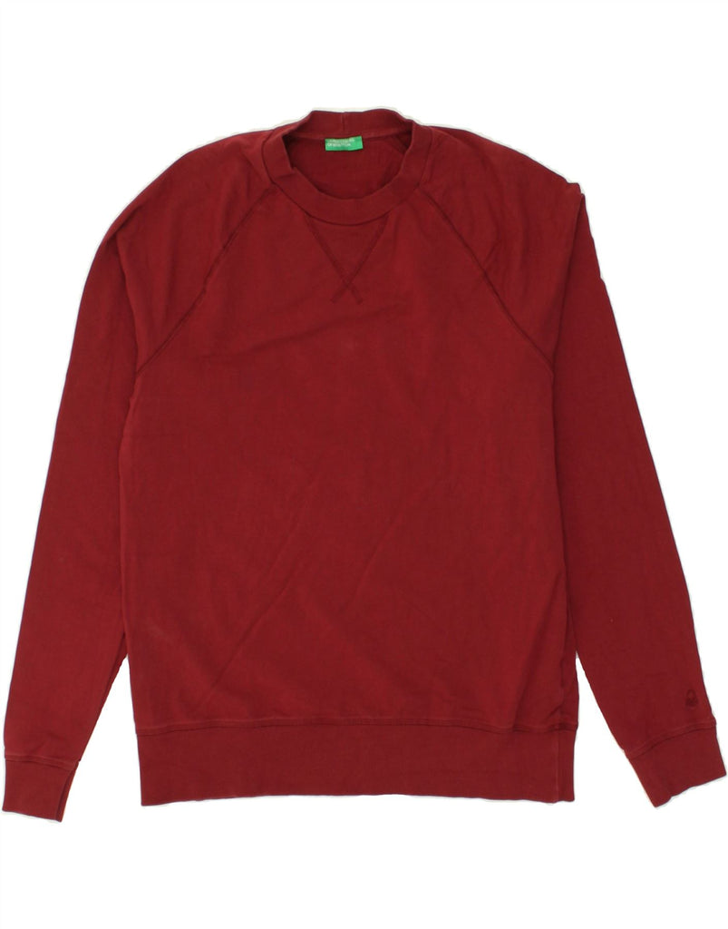 BENETTON Mens Sweatshirt Jumper Medium Burgundy Cotton Vintage Benetton and Second-Hand Benetton from Messina Hembry 