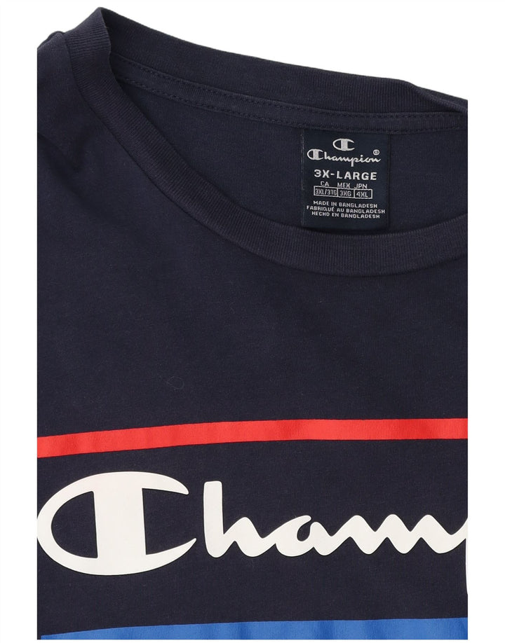Champion Mens Graphic T-Shirt Top 3XL Navy Blue