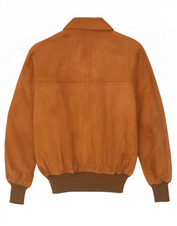Maren Mens Suede Bomber Jacket IT 50 Large Beige Leather