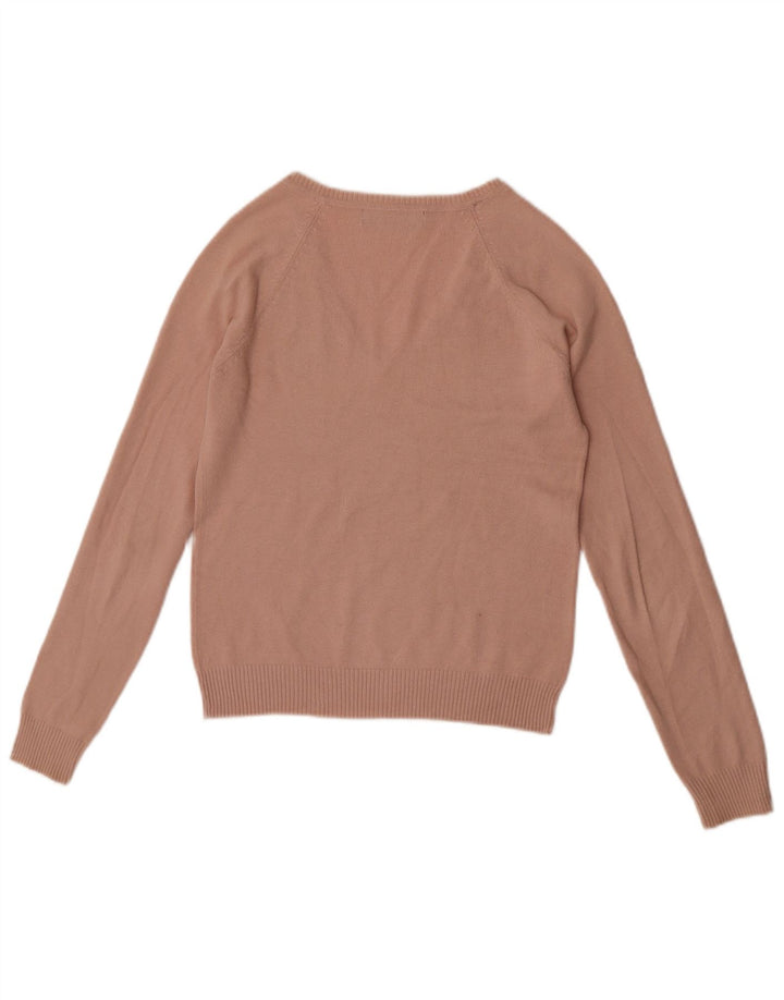 Zara Womens Crop V-Neck Jumper Sweater UK 12 Medium Pink