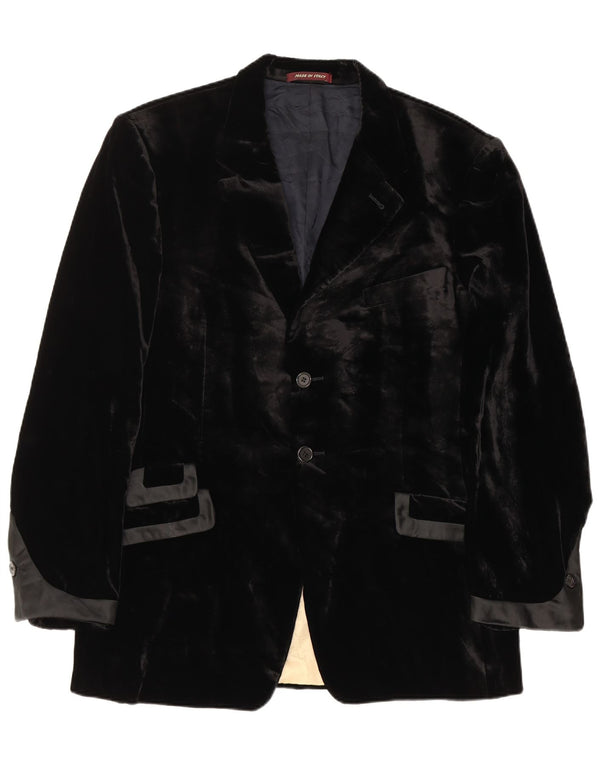 Paul Smith Mens 2 Button Velour Blazer Jacket UK 44 2XL Black Viscose