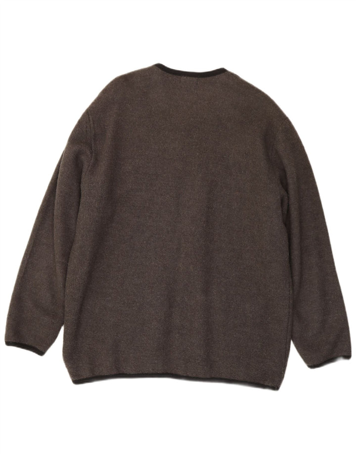 Vintage Mens Cardigan Sweater XL Grey Acrylic