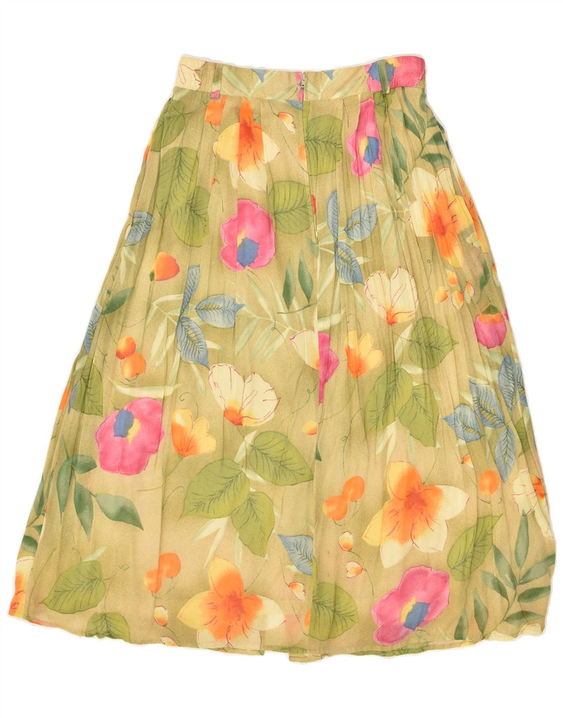 VINTAGE Womens Graphic Pleated Skirt EU 36 Small W27  Green Floral | Vintage Vintage | Thrift | Second-Hand Vintage | Used Clothing | Messina Hembry 