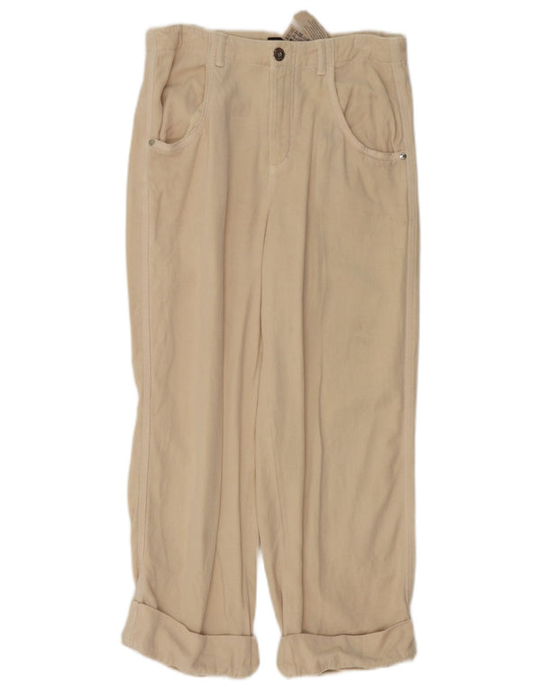 Massimo Dutti Womens Cropped Trousers EU 38 Small W28 L24 Beige Lyocell