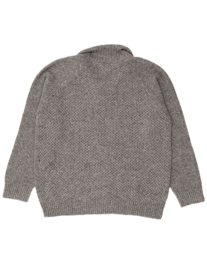 Marks & Spencer Mens Regular Fit Zip Neck Jumper Sweater XL Grey Acrylic