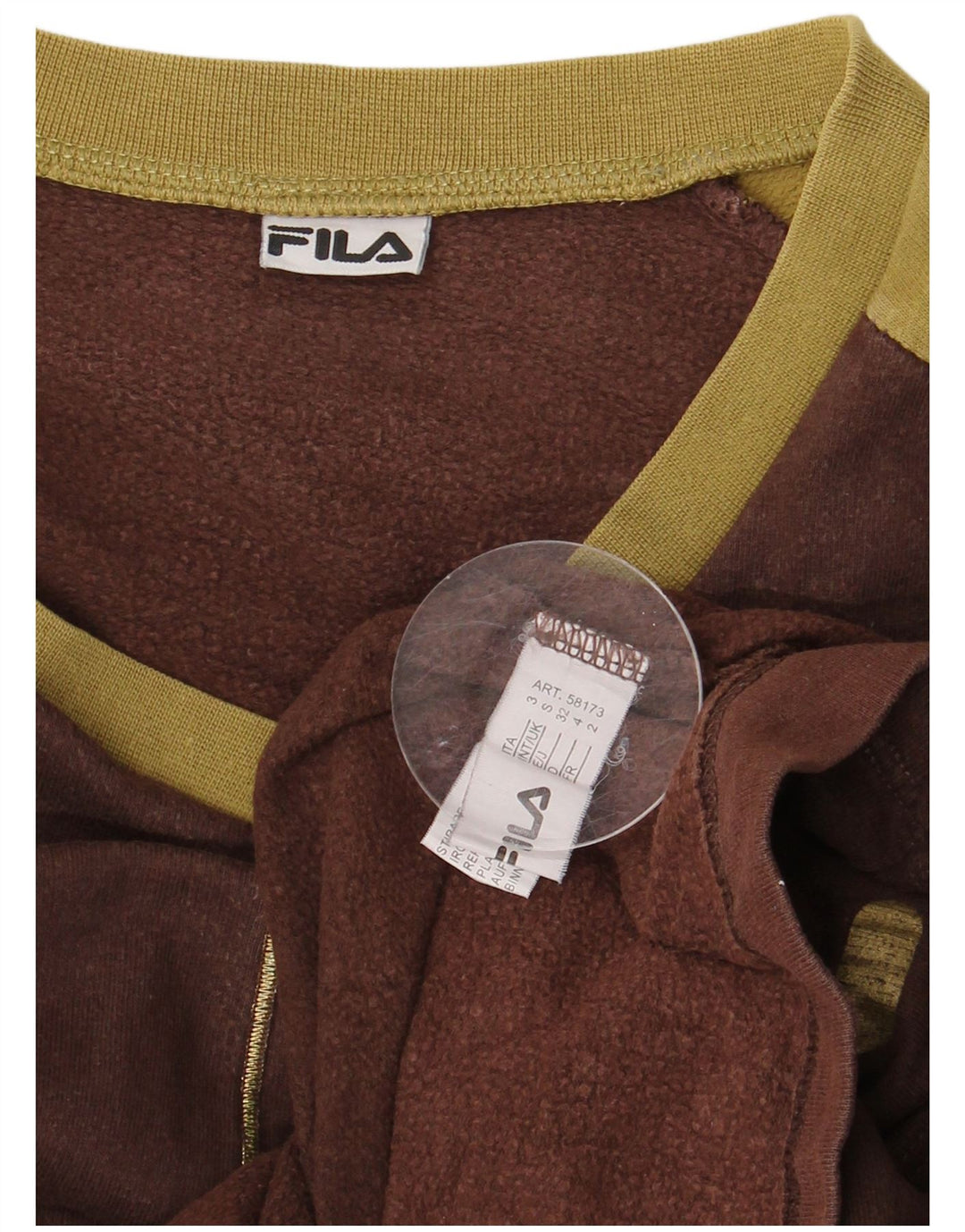 FILA Mens Graphic Sweatshirt Jumper Small Brown Colourblock Cotton