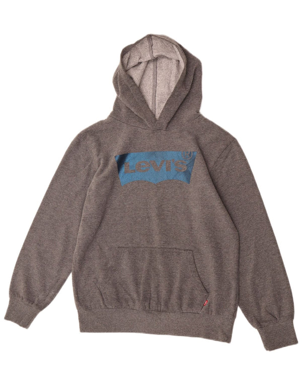Levi's Girls Graphic Hoodie Jumper 12-13 Years Large Grey Cotton