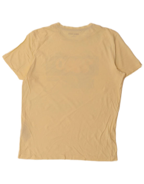Jack & Jones Mens Graphic T-Shirt Top Medium Yellow Cotton