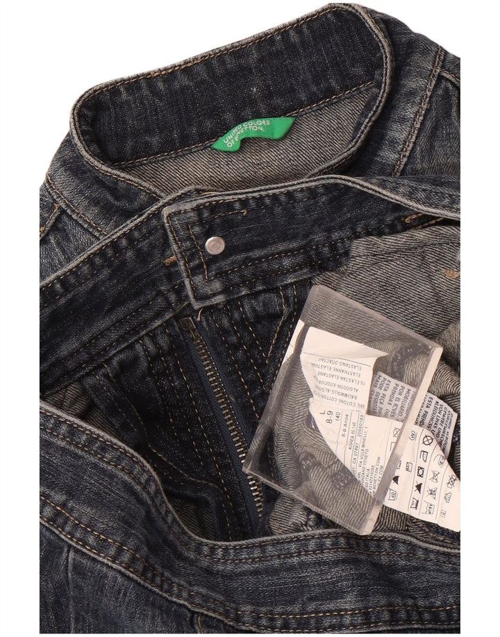 Benetton Girls Denim Jacket 8-9 Years Large Navy Blue Cotton