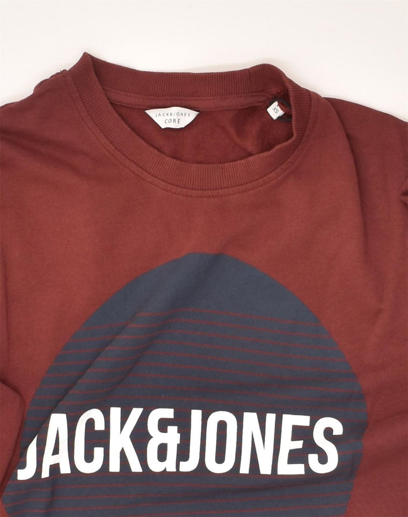 JACK & JONES Mens Core Graphic Sweatshirt Jumper XS Burgundy Cotton | Vintage Jack & Jones | Thrift | Second-Hand Jack & Jones | Used Clothing | Messina Hembry 