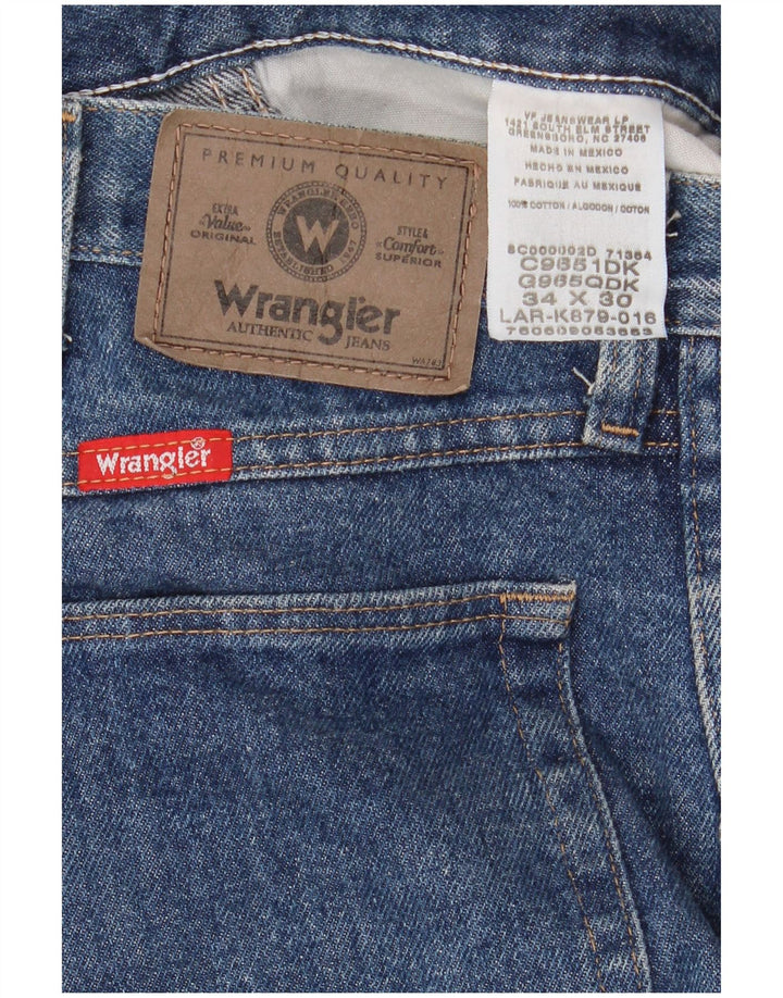 WRANGLER Mens Straight Jeans  W34 L30 Blue Cotton