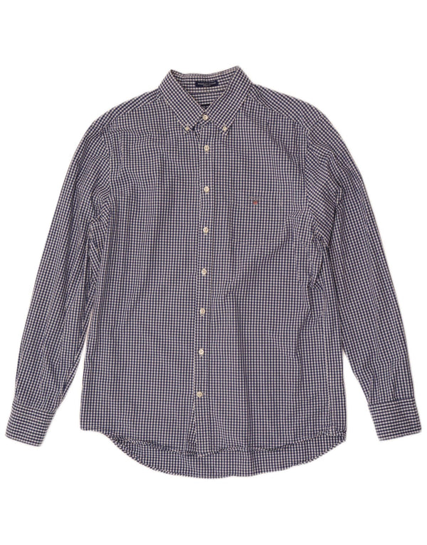 Gant Mens Regular Fit Shirt Size 41/42 16 1/2 Large Navy Blue Gingham