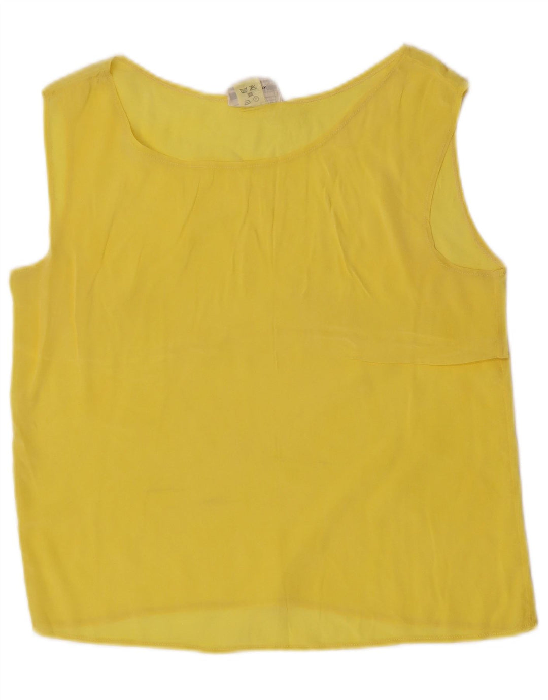 Vintage Womens Crop Sleeveless Blouse Top IT 42 Medium Yellow Acetate