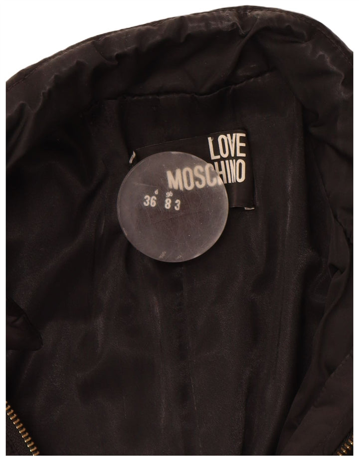 Moschino Womens Overcoat UK 8 Small  Black Polyester