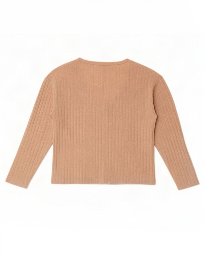 Zara Womens Crop Top Long Sleeve UK 10 Small Brown Polyester