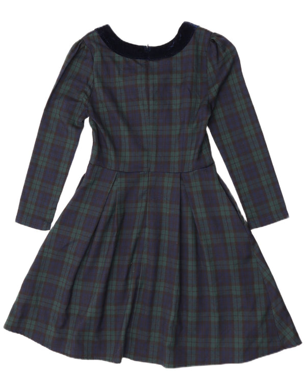 Joanie Womens Long Sleeve A-Line Dress UK 8 Small Green Check Polyester