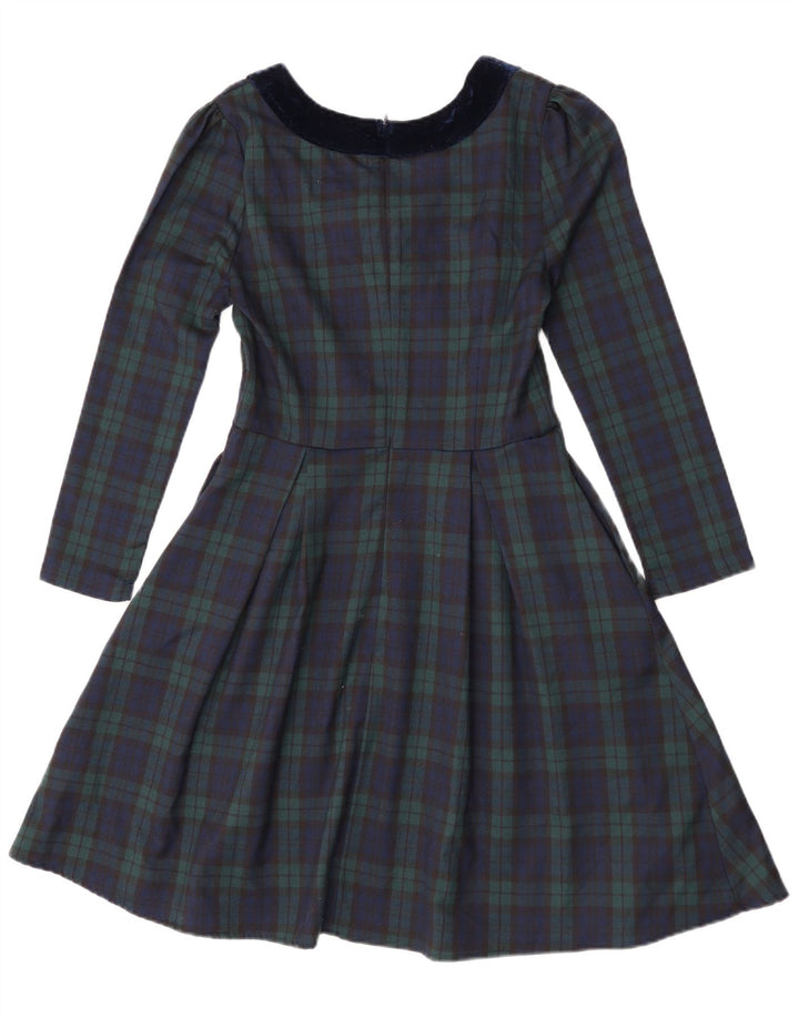 Joanie Womens Long Sleeve A-Line Dress UK 8 Small Green Check Polyester
