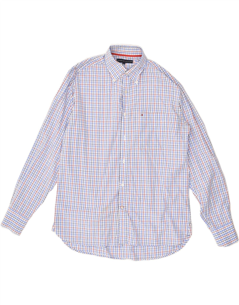 TOMMY HILFIGER Mens Shirt Medium Blue Check Cotton Vintage Tommy Hilfiger and Second-Hand Tommy Hilfiger from Messina Hembry 