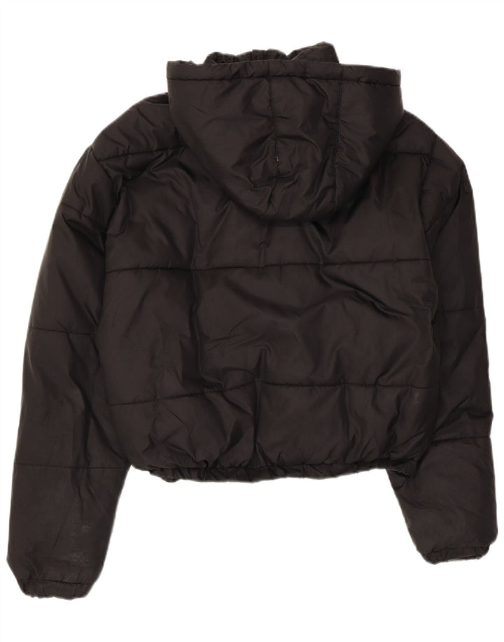 Ellesse Womens Oversized Crop Hooded Padded Jacket UK 6 XS Black Polyester