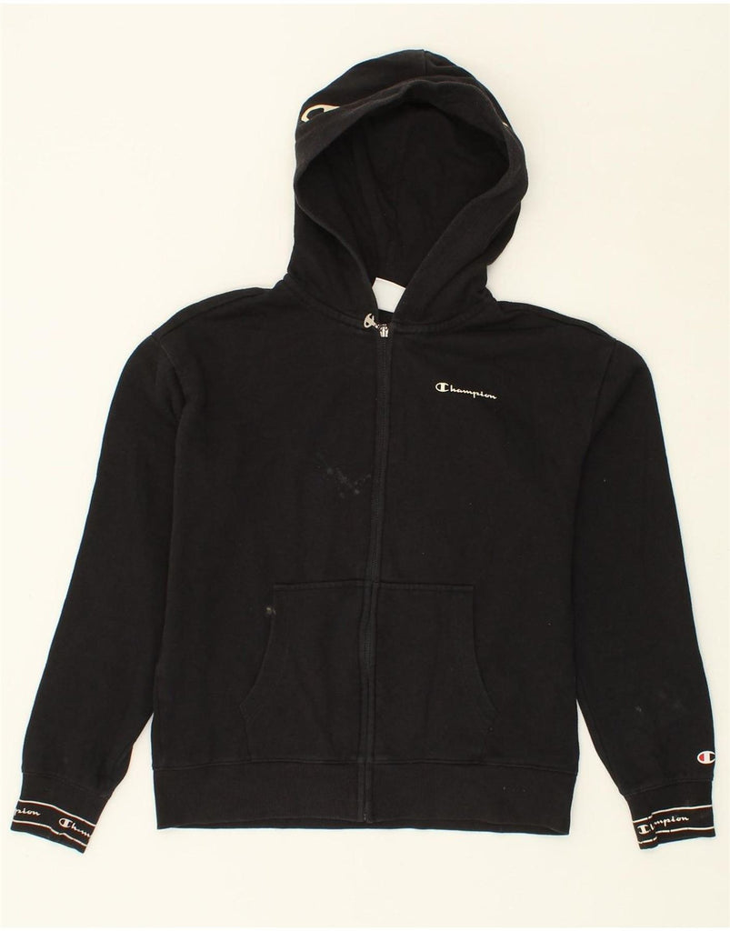 CHAMPION Boys Graphic Zip Hoodie Sweater 15-16 Years 2XL Black Cotton Vintage Champion and Second-Hand Champion from Messina Hembry 