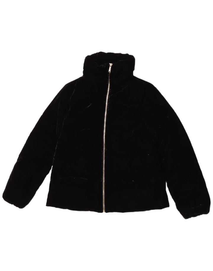 Massimo Dutti Womens Velvet Padded Jacket UK 14 Medium Black Polyester